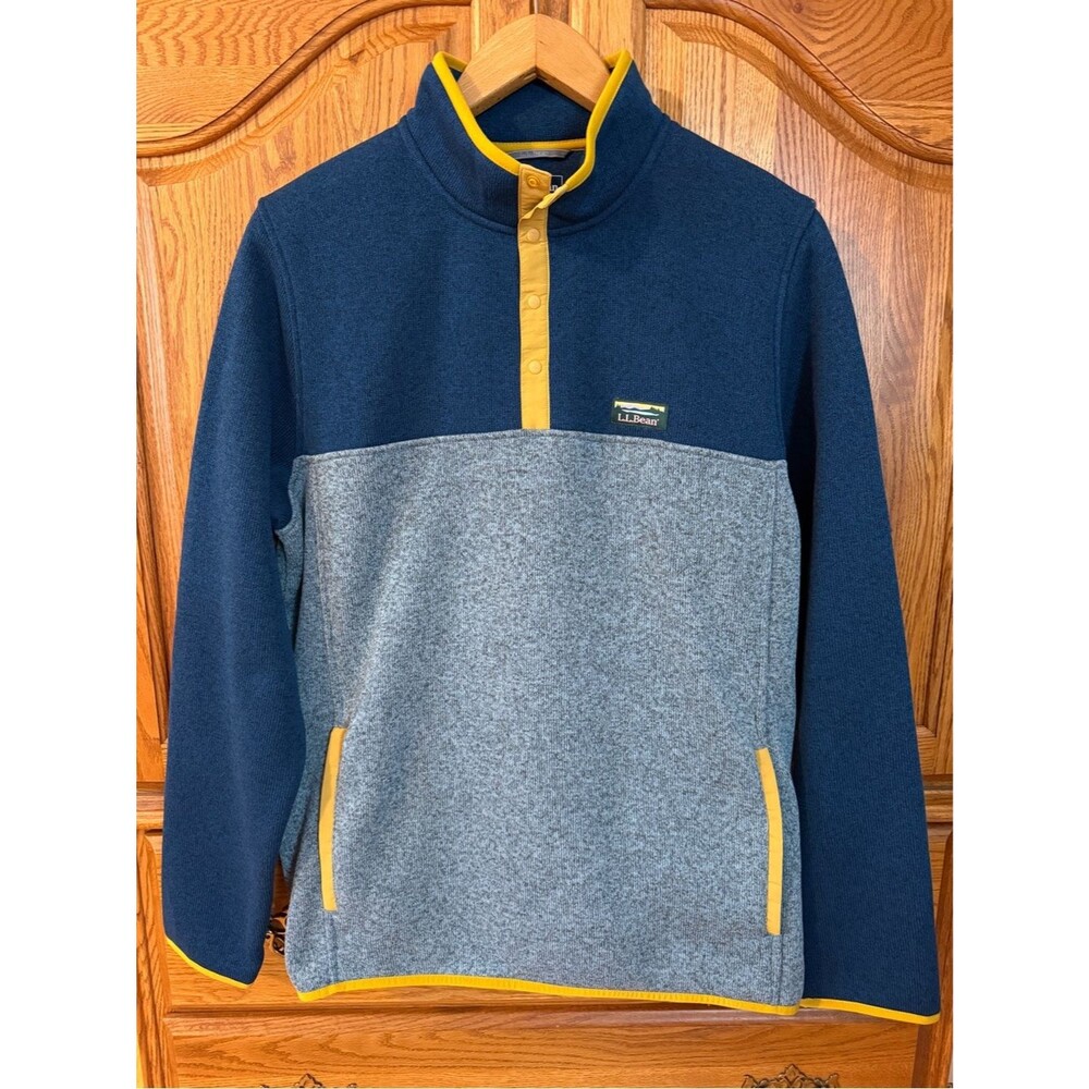 L.L.Bean Sweater Fleece Pullover Colorblock Size Large Tall Slightly Fitted